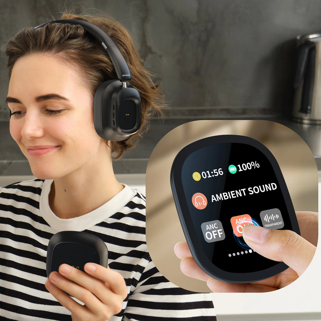 Siindoo ANC930Plus Hybrid ANC Wireless Headphone With Magnetic Touch LED Screen