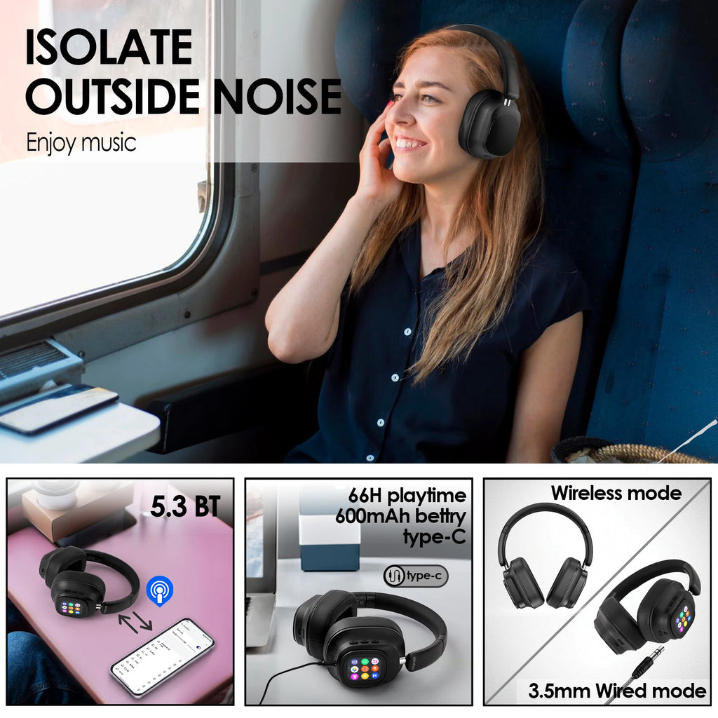 Siindoo ANC930Plus Hybrid ANC Wireless Headphone With Magnetic Touch LED Screen