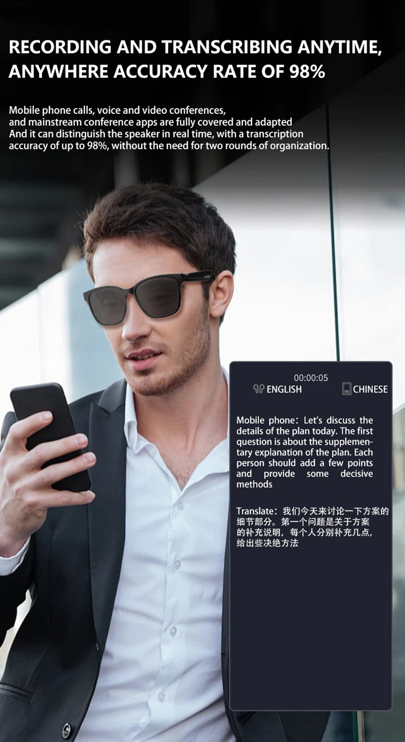 Xiaomi HY-C8 Smart Glasses with AI Translation & Bluetooth Headset
