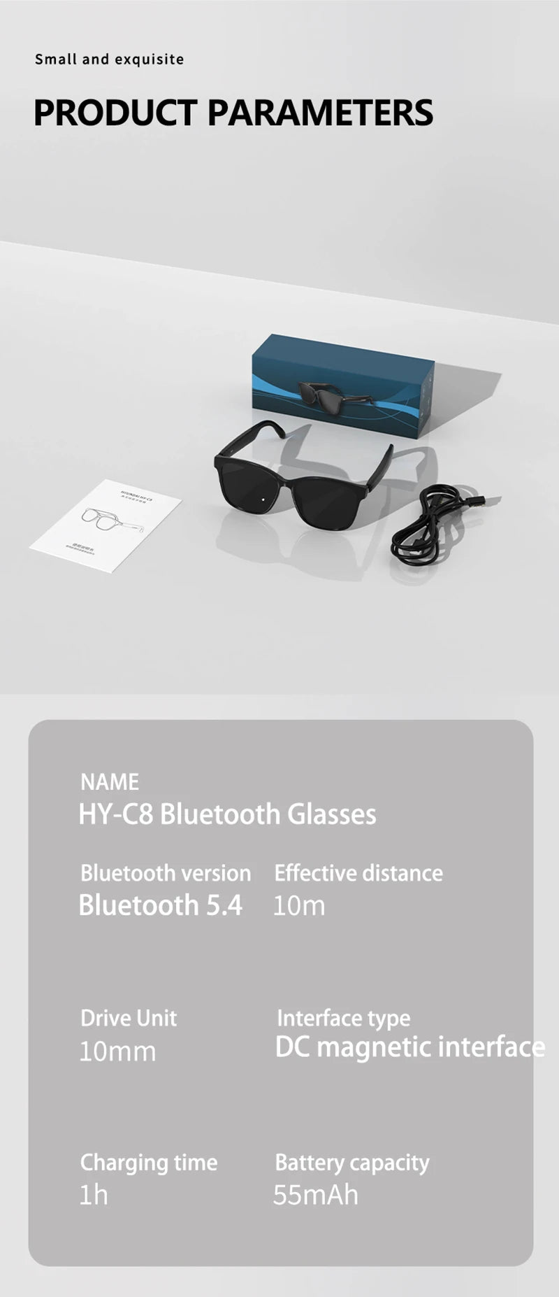 Xiaomi HY-C8 Smart Glasses with AI Translation & Bluetooth Headset